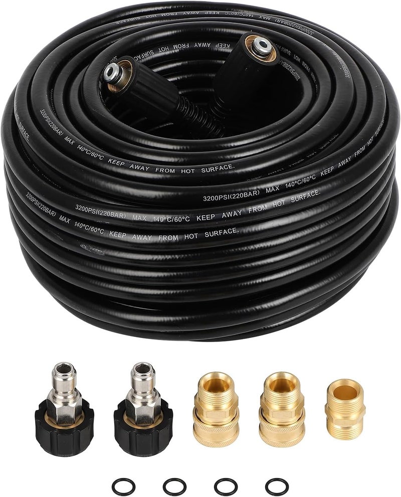 OCPTY 3200PSI Black PVC Hose 100ft [30M] M22 plug-in rods at both ends,copper nuts - Image 1